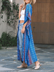 Chiffon Blouse Long Sleeve Rash Guard V Neck Split Beachwear Cover Up