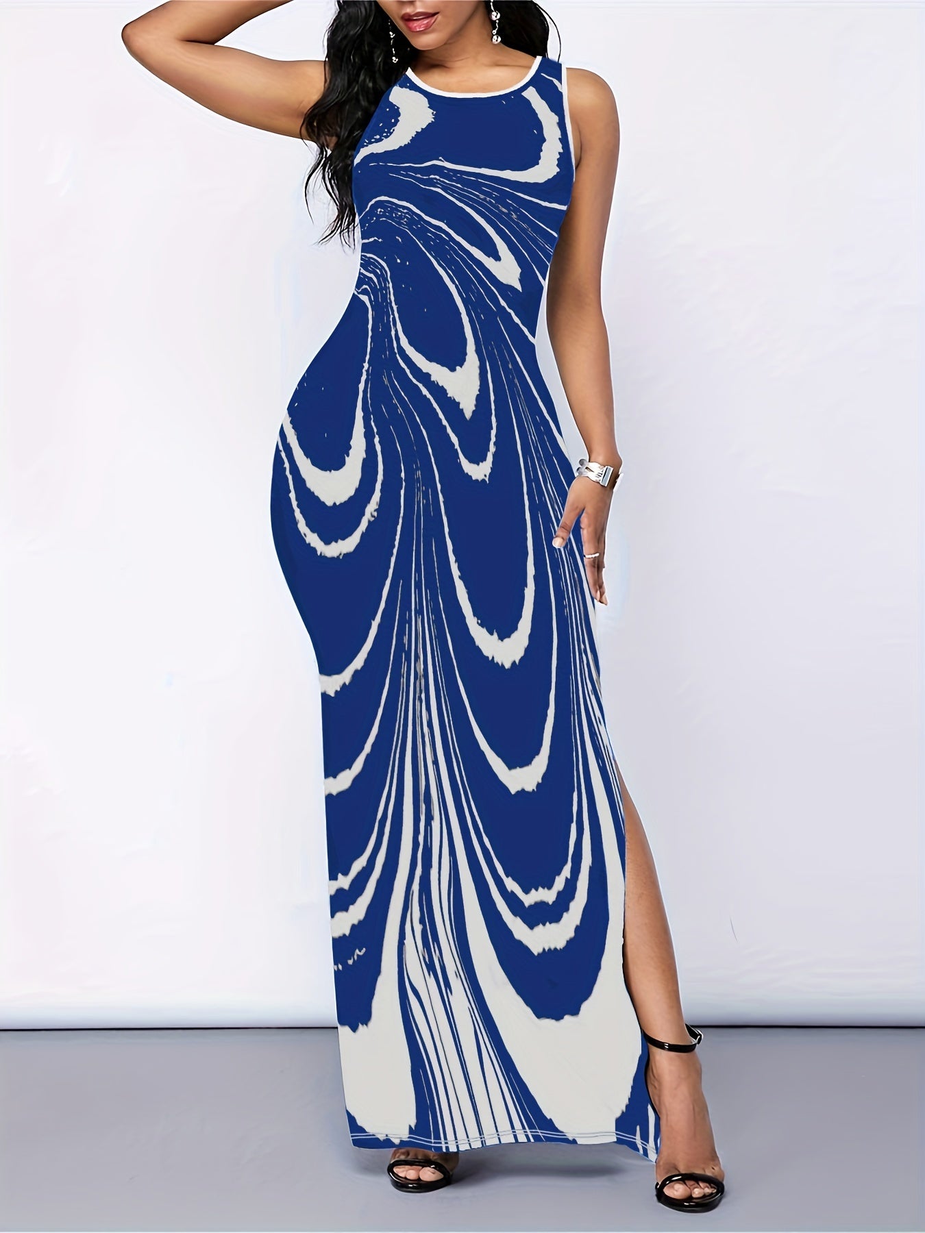Abstract Print Tank Dress Maxi Dress Women's Clothing