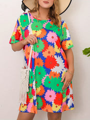 Lounge Dress Women's Plus Allover Floral Print Tee Sleep Dress