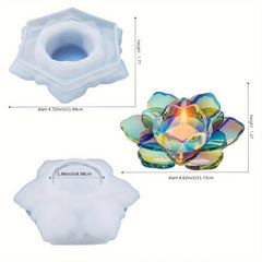 Lotus Tealight Candle Holders Resin Silicone Mold Flower Candlestick Epoxy