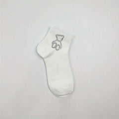 Bear Rhinestone Socks Crew Short Stockings Women's Hosiery