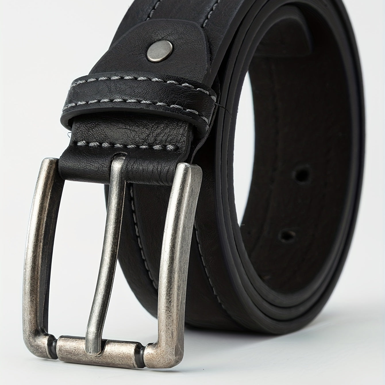 Men's Square Pin Buckle Leather Belt