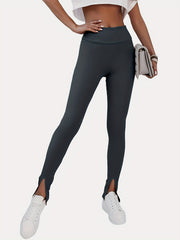Solid Tummy Control Split Yoga Leggings