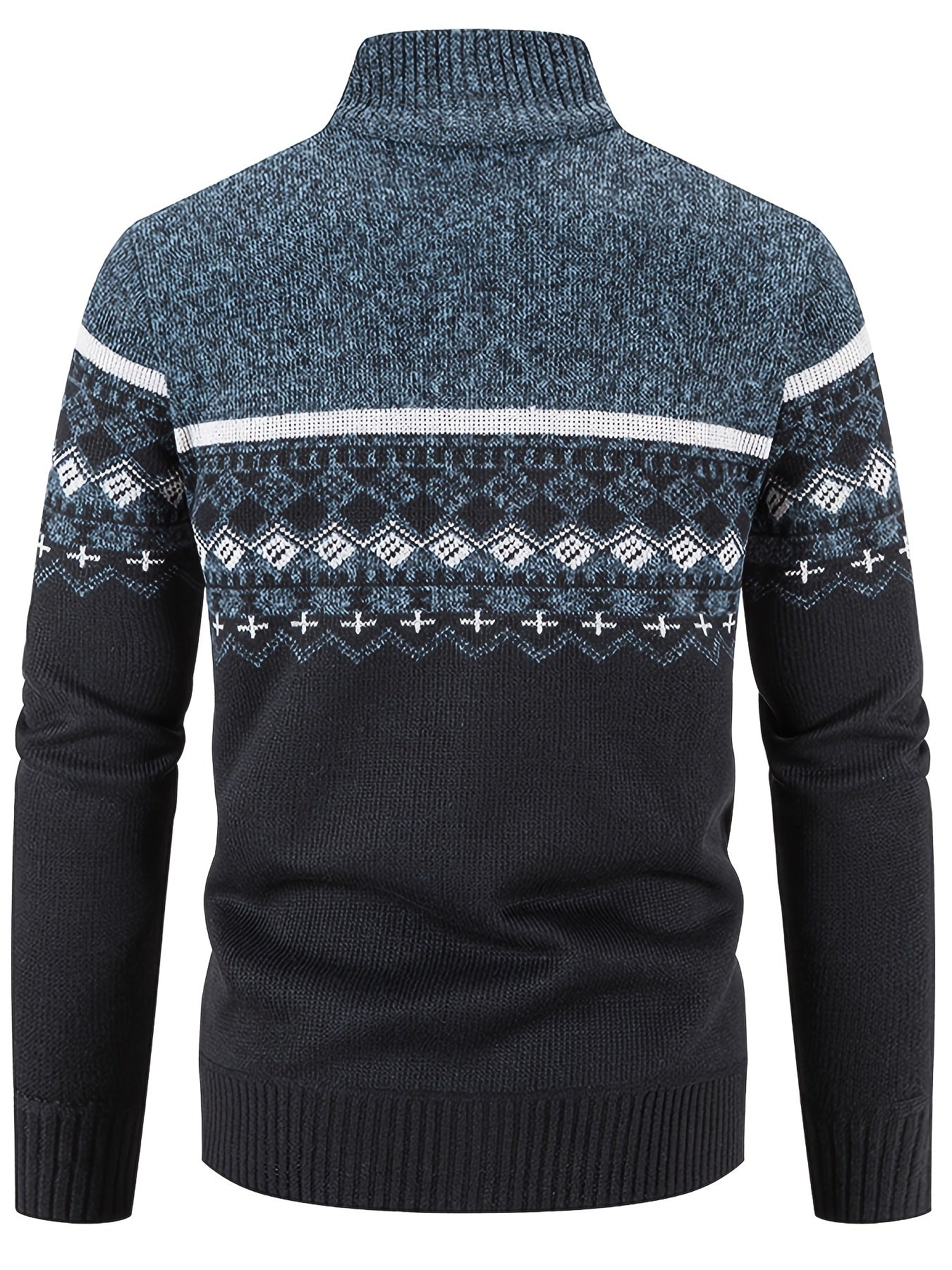 Men's Snowflake Cardigan, Stand Collar, Thickened Warm Knitting