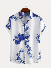 Men s Floral Graphic Short Sleeve Shirt Hawaiian Beach