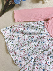 Floral Ruffle Collar Long Sleeve Dress For Girls