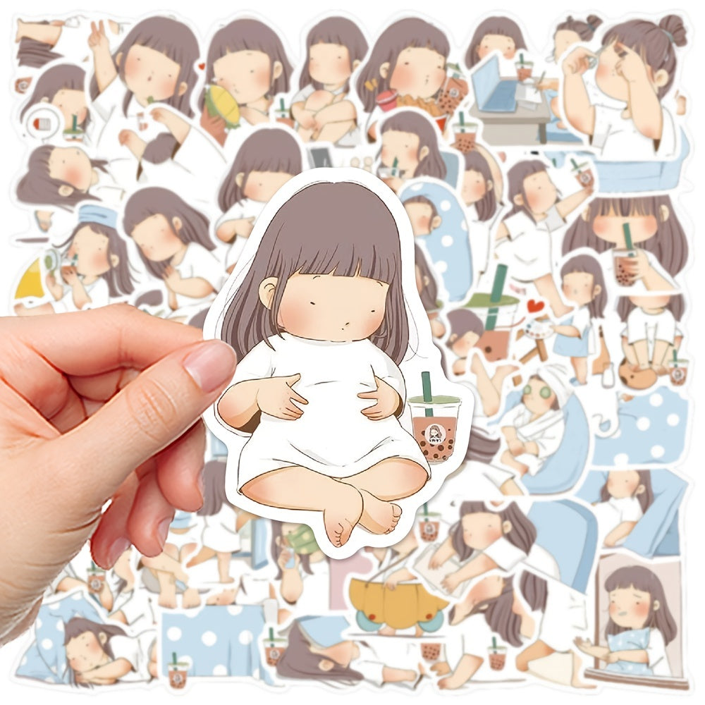 50pcs Cartoon Girl Stickers for Phone Notebook Water Cup Decoration