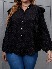 Polka Dot Ruffle Trim Shirt