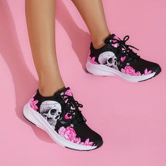 Skull & Rose Pattern High-Tech Sneakers