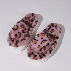 Plaid Pattern Open Toe Fuzzy Slippers Women's Sandals