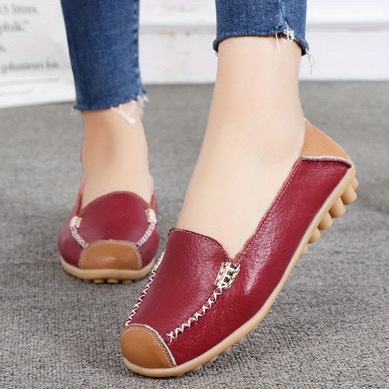 Women's Solid Flat Loafers Soft Sole Slip On Anti skid Walking Shoes