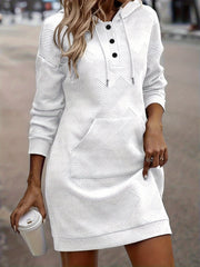 Solid Jacquard Hoodie Sweatshirt Dress