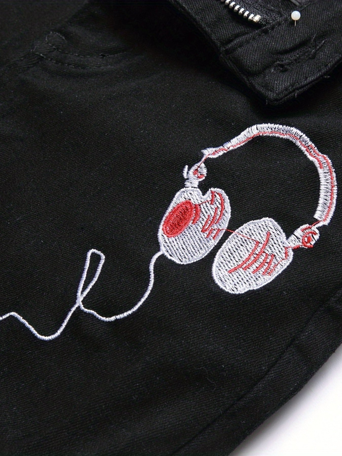 Boys Headphone Print Ripped Jeans