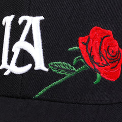 Men's LA Rose Embroidered Baseball Cap Adjustable Sun Cap