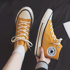 Women's High Top Canvas Sneakers Lace Up Outdoor Shoes