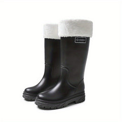 Women's Plush Knee High Rain Boots Warm Waterproof Shoes