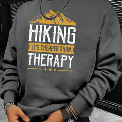 Mountain Hiking Print Sweatshirt Men's Casual Graphic Crew Neck Pullover