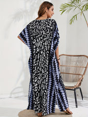 Boho Leopard & Tie Dye Maxi Split Cover Up Dress