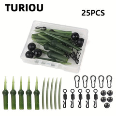 25pcs Carp Fishing Accessories Set: Sleeves, Swivels, Rings, Snap Pins, Beads