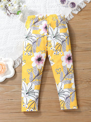 Kid Girls Flower Pattern Leggings Tight Breathable Stretch Leggings