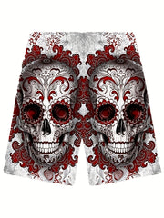 Men's Floral Skull Graphic Shorts Comfortable and Stylish Summer Wear