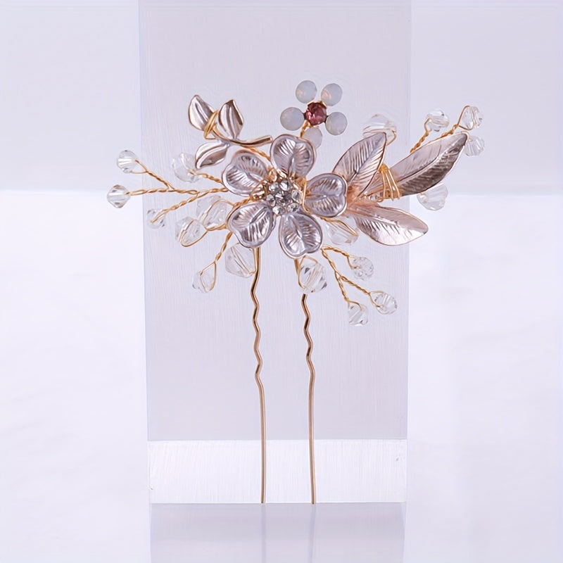 Flower Crystal Wedding Hair Pins Hair Accessories Bridal Headpiece