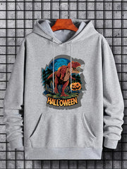 Men's Halloween Dino Print Hoodie Casual Sweatshirt