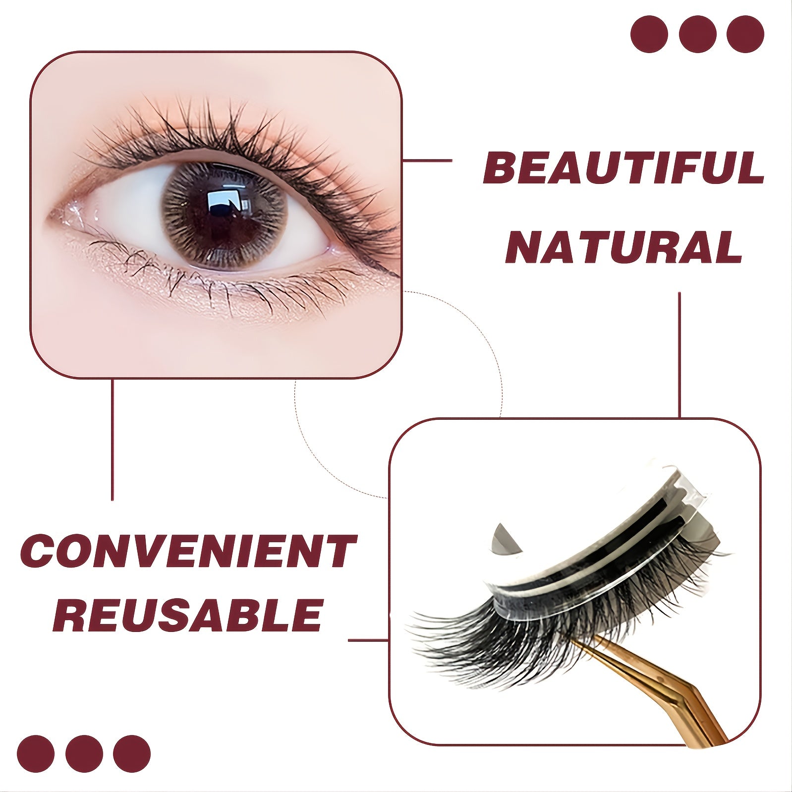 Self Adhesive Reusable Full Strip Eyelashes Thick Natural Makeup False Lashes