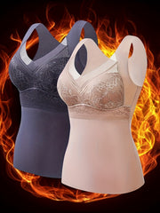 2-Pack Lace Tank Tops V Neck Thermal Underwear Women's Lingerie