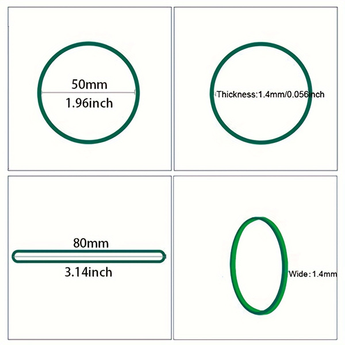 2000pcs Green Rubber Bands For Hair Office School Home Strong Elastic Band