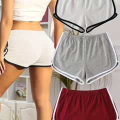 Colorblock Trim Lounge Shorts Elastic Waistband Womens Loungewear