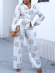 Casual Jumpsuit Women's Plus Letter Print Long Sleeve