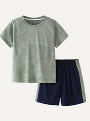 Camouflage Boy's 2pc T shirt & Shorts Set for Summer
