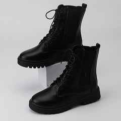 Women's Lace Up Combat Boots Faux Leather Fashionable Boots