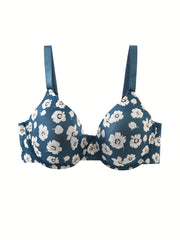 Floral Print Molded Cup Full Cover Padded Bralette