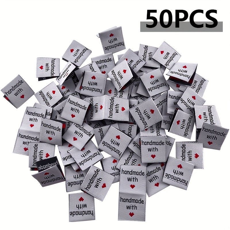 50pcs Personalized With Love Woven Sewing Labels - Double sided