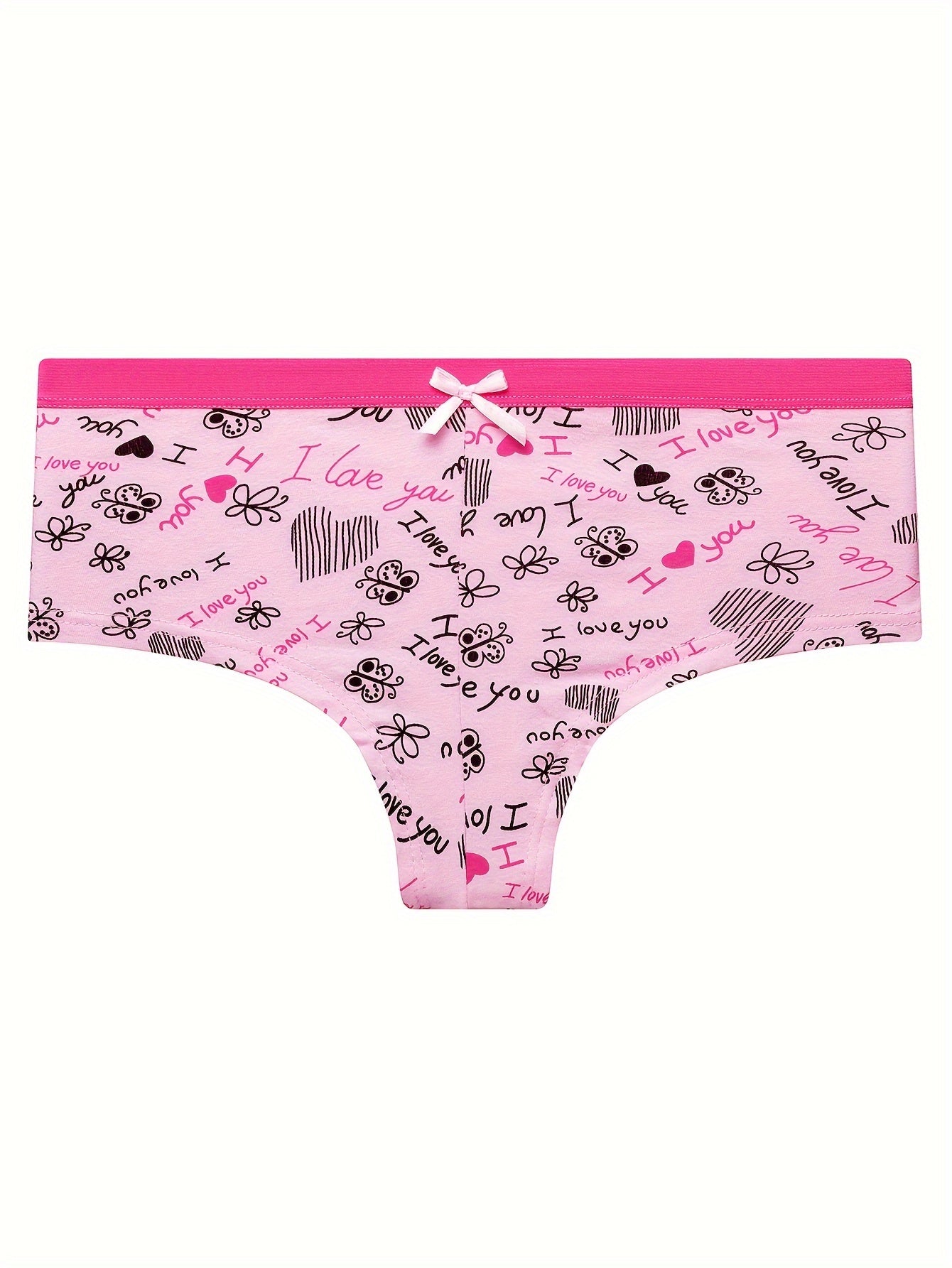 6pcs Heart Print Panties Comfy & Breathable Intimates Women's Lingerie