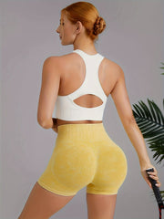 High Stretch Yoga Fitness Shorts Solid Running Workout Sports Shorts