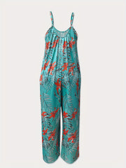 Boho Floral Wide Leg Jumpsuit Sleeveless