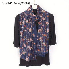 Vintage Floral Pattern Yarn Scarf Lightweight Breathable Shawl