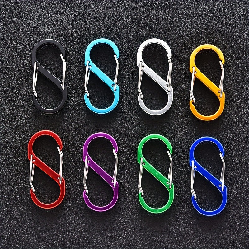 8pcs S-shaped Backpack Hanging Buckle Spring Keychain for Outdoor Camping
