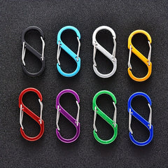 8pcs S-shaped Backpack Hanging Buckle Spring Keychain for Outdoor Camping