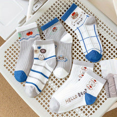 5 Pairs Kids Cartoon Socks Spring Autumn Breathable Anti-odor Boy Socks