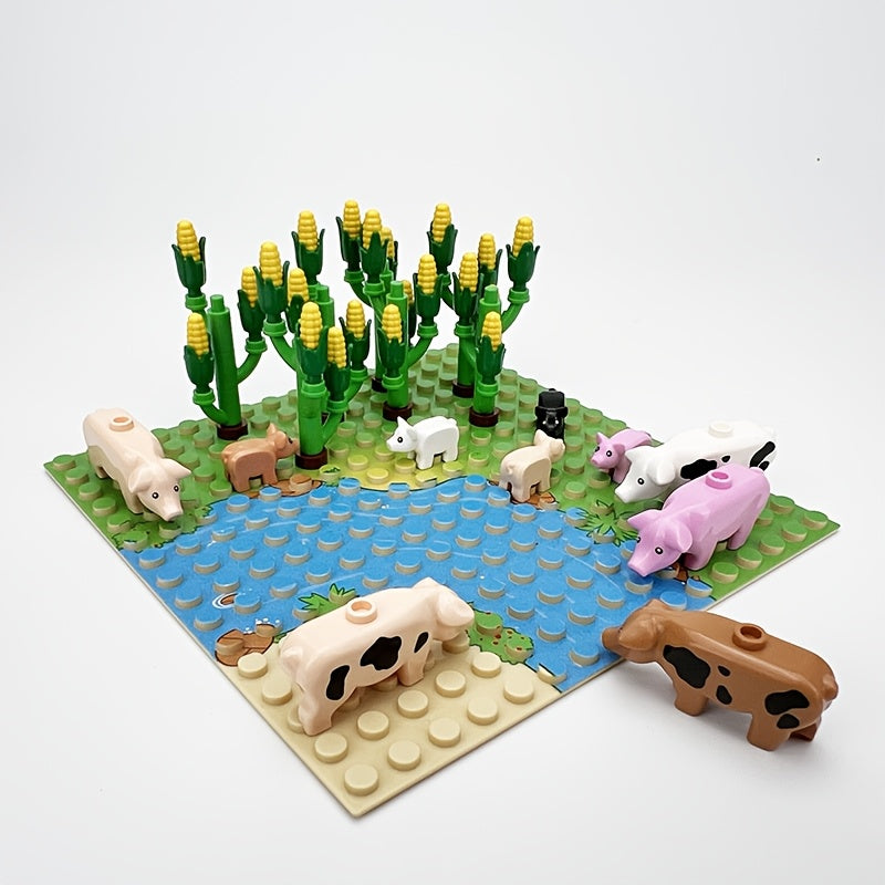 5pcs Mini Building Blocks for Pig Farm and Pastoral Decoration - Creative Toy