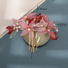 Antique Flower Pearl Hair Comb Cheongsam Hairpin Accessories