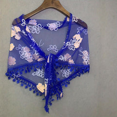 Vintage Lace Triangle Scarf Veil Flower Embroidery Mantilla Head Covering