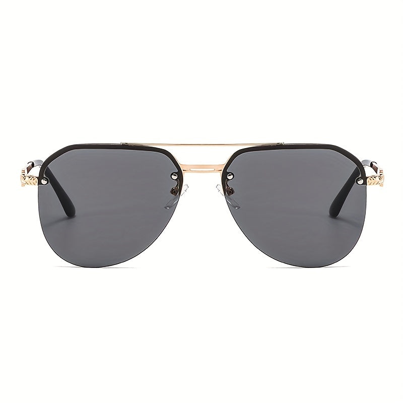 Metal Double Bar Large Frame Aviator Sunglasses