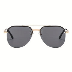 Metal Double Bar Large Frame Aviator Sunglasses
