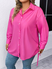 Solid Long Sleeve Button Up Blouse