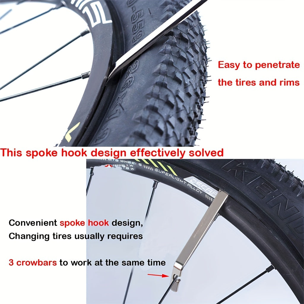 3pcs Bike Tire Lever Tyre Spoon Iron Changing Tool